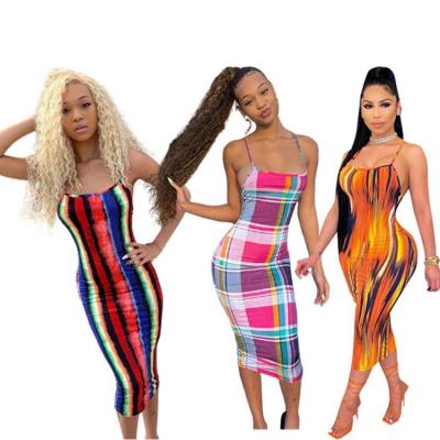 China Ckfashion 2021 Summer Hot Selling Sexy Stripped Women Anti-Static Bodycon Long Maxi Print Dresses for sale