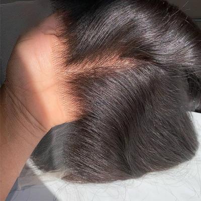 China OEM Logo Custom Virgin Human Hair Swiss Lace Frontal Body Wave Lace Closures 360 13x6 4x4 5x5 Hd Transparent Lace for sale