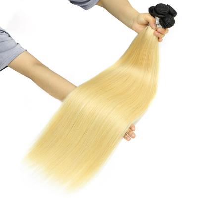 China Silky Straight Wave Factory Wholesale Cuticle Aligned Straight Raw Virgin 1B-613 Ombre Blonde Hair Bundles Braids Hair Extensions for sale