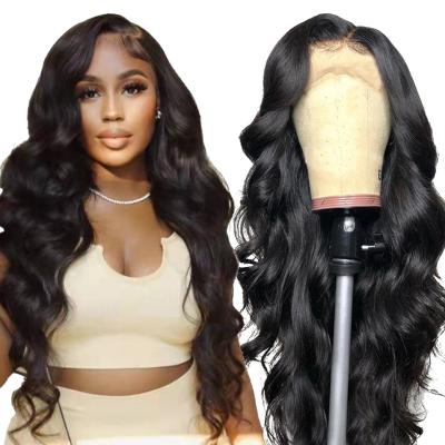 China Wholesale Virgin Brazilian Straight Body Wave Pre Plucked Swiss Transparent Human Hair 13x6 Lace Frontal Wig for sale