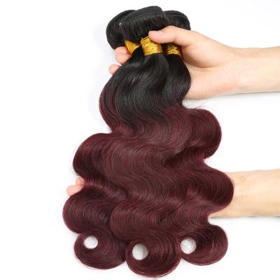 China Wholesale Body Wave Colored 1B 99J Remy Human Hair Weave Body Wave SPARK Ombre Hair Extensions Virgin Hair Bundles for sale