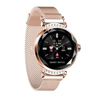 China New Fashion Gold Touch Screen Stylish Fitness Health Smart Bracelet H2 Lady Smart Watch With Steel Mesh Band 2021 for sale