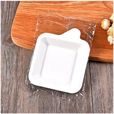 China Food Tableware Wholesale 21 Customers The Same Style Cake Fork Dish Pure Pulp Square Bagasse Disposable Tableware 5 Pieces Individually Wrapped for sale