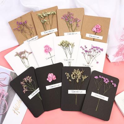 China Europe Parent Small Flower Greeting Card Business Handmade Dry Student Teacher Card Teacher's Day Greeting Card for sale