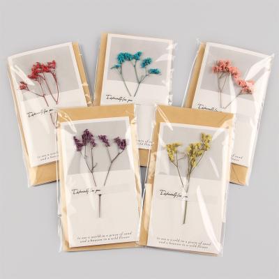 China Europe 10 Pcs Dried Flower Greeting Cards With Envelope Staff Birthday Teacher's Day Blessing DIY Gift Handmade Card Folding for sale