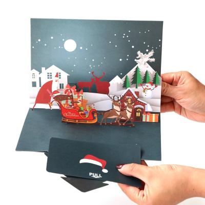 China New Europe Christmas Greeting Card Creative Exquisite 3D Paper Carving Stereoscopic Christmas Eve Christmas Gift Greeting Cards for sale