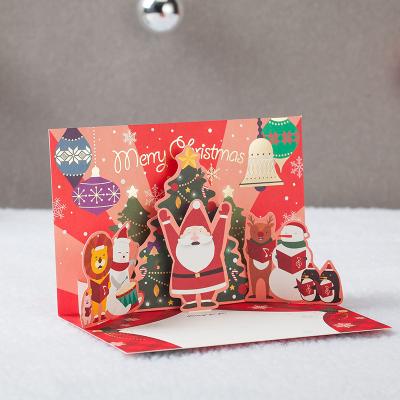 China Europe Christmas greeting card three-dimensional gratitude gift creative decorations blessing 3D card small Christmas greeting card for sale