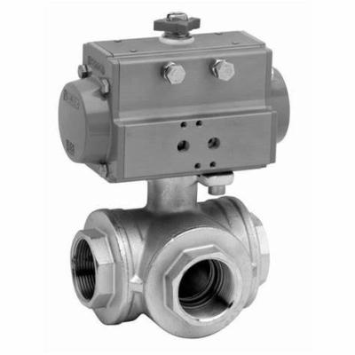 China General factory direct 3 way dn150 4 inch pneumatic operated ball valve for petrochemical plant for sale