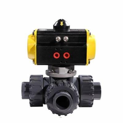 China General Low Price PVC Pneumatic Actuator Good Quality Three Way Ball Valves For Hydropower Station for sale