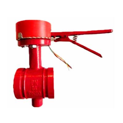 China General Manual Worm Gear Fire Fighting Ductile Iron Grooved Butterfly Valves With Handle for sale