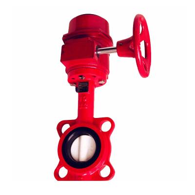 China General manual worm gear control fire signal protection wafer butterfly valve for sale