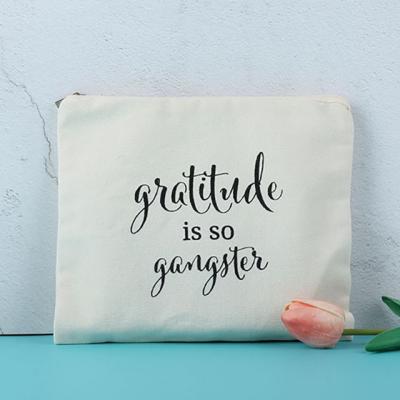 China Fashion Lead Time 10days MOQ 50 Pcs Quote Gratitude So Is Bandit Canvas Zipper Pouch for sale