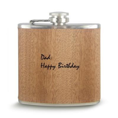 China Wholesale Cheap Portable Custom Design Promotional Pocket Wine Whiskey Jar Stainless Steel Wooden Gift Hip Flask for sale