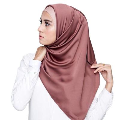 China Top Selling Custom Made High Quality Satin Square Scarf Fashion Style Wholesale Polyester Shawl Hijab for sale