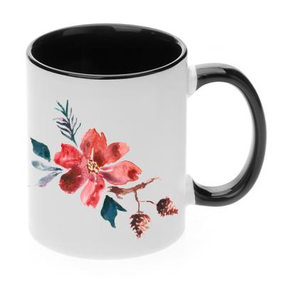 China Sustainable Sublimation Custom Printed 11oz Inner And Handle Color Ceramic Coffee Mug With Logo for sale