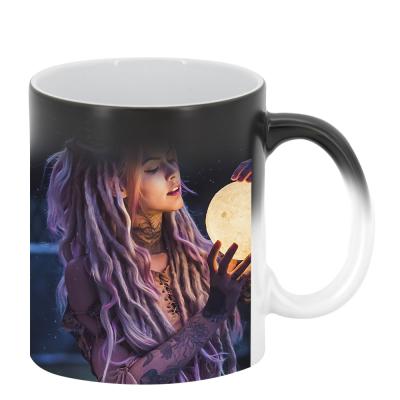 China Sustainable Stocked Personalized 11oz Color Changing Magic Mug Classic Ceramic Coffee Cup-mat for sale