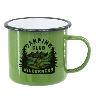 China Custom Mugs Stainless Steel Rim Enamel Metal Camping Sublimation Viable Blanks for sale