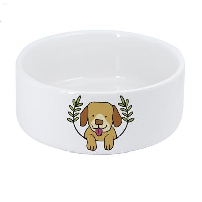 China Viable Sublimation Viable Blanks Customized Printing White Ceramic Pet Driver Dog Bowl for sale