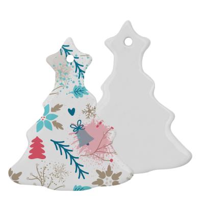 China DIY Home Decoration Sublimation Masks Ceramic Christmas Ornaments 3 Inch Tree With Custom Logo for sale