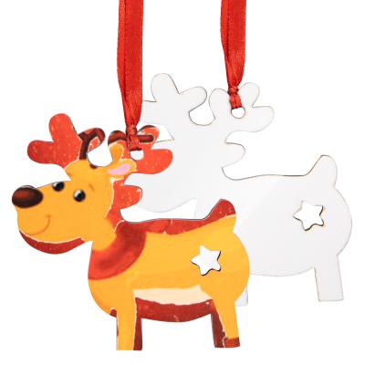 China Sublimation Blank Briefs Customized Wooden Ornaments Deer Shapes Christmas Ornaments for sale