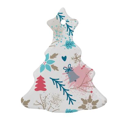 China DIY Home Decor Sublimation Ceramic Christmas Tree Ornaments With Custom Logo for sale