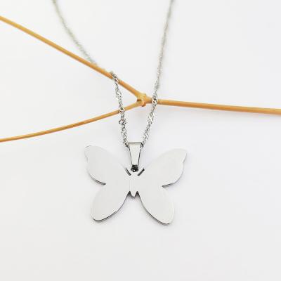 China Custom Engraved Butterfly Necklace Trendy Women Necklace Trendy Gold Plated Necklace Stainless Steel Anime Jewelry for sale