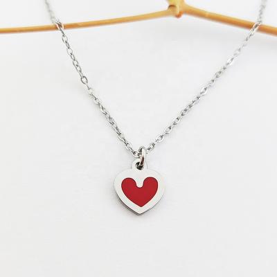 China FASHIONABLE Heart Enamel Girl Jewelry Set Pendant Necklace Enamel Stainless Steel Necklace Child Jewelry Set Collares Acero Inoxidable for sale