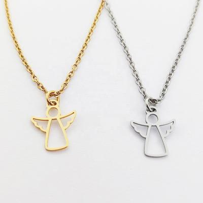 China TRENDY Sublimation Angel Wings Stainless Steel Baby Non Tarnish Angel Necklace Gold Plated Kid's Jewelry for sale