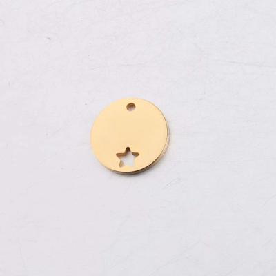 China TRENDY Gold Plated Stainless Steel Circle Tags Custom Logo Round Star Coin Round Charm Pendant Wholesale for sale