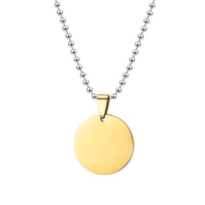 China FASHIONABLE Circle Pendant Necklace Blank Metal Stainless Steel Metal Coin Pendant Jewelry Blanks For Engraving Tarnish Free Jewelry for sale