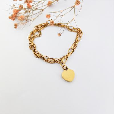 China Jewelry 2022 Trendy Gold Plated Heart Pendant Bracelet Pulsera Parejas Fashion Jewelry Pendants For Women for sale