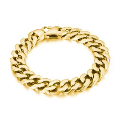 China FASHIONABLE 14K Cuban Chain Men's 18K Bracelet Plated Gold Hand Chain Bracelet Jewelry Tarnish Free 18K Gold Plated Chain for sale