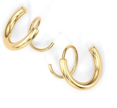 China FASHIONABLE Gold Plating Twist Spiral Metal Ring Earrings Jewelry Accessory Joyas Oro Stainless Steel Double Helix Huggies Ear Pierced Earring for sale