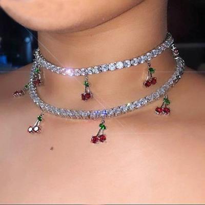 China GZYS JEWELRY Wholesale Cherry Neck Tennis Choker Baguette Jewelry Non-fading Necklace for sale