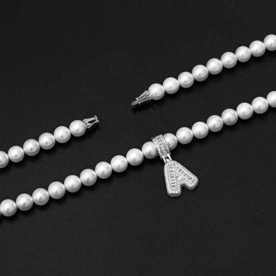 China GZYS JEWELRY Wholesale 8MM Pearl Bead Necklace Hip Hop Non-fading UK Jewelry For Men And Women Necklace for sale