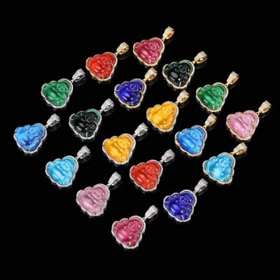 China GZYS JEWELRY Hip Hop Jade Buddha Pendant Necklace Wholesale Multi Color Jadeite Non-fading Rope Chain for sale