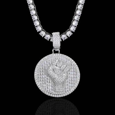 China Wholesale GZYS JEWELRY Non-fading Gold Plated Diamond Mens Fist Coin Necklace Pendant for sale