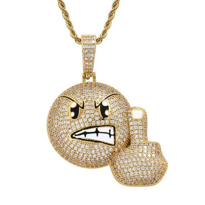 China GZYS JEWELRY Wholesale Non-fading Custom Big Iced Out Hip Hop Jewelry 5A Angry CZ Diamond Pendant Men Necklace for sale