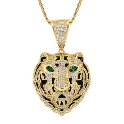 China Non-fading GZYS JEWELRY Customize Tiger Head Pendant Full Zircon Bossy Personality Hip Hop Brass CZ Pendant for sale