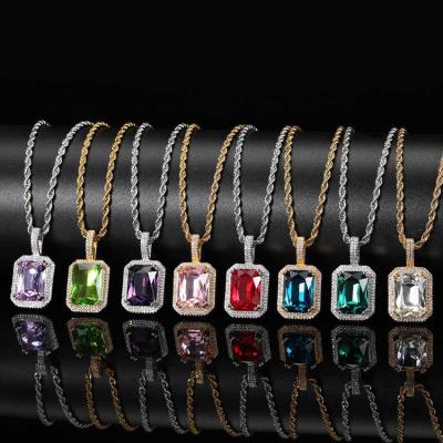 China GZYS JEWELRY JEWELRY Wholesale Multi Colors Gemstone Charm Non-fading Pendants Hip Hop Jade Pendant Men Gold Plated for sale