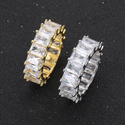 China GZYS JEWELRY Wholesale Hiphop Custom Non-fading 3A CZ Zircon Rings Square Stone Ring For Men for sale