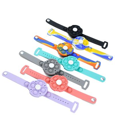 China Cotton Silica Gel Wristband Spinner Toy Press The Bubble Toy Anti-stress Relief Rotation Bracelet For Kids Jumping for sale