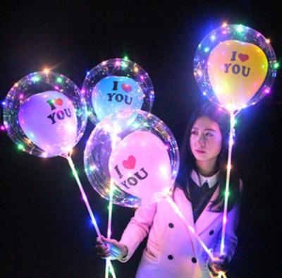 China Gift Toy 2022 Hot Sale LED Light Luminous Bobo Balloon Transparent Valentines Balloons Bobo Balloon Bouquet for sale