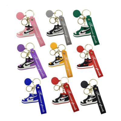 China Wholesale 3D Cute Silicon Keychains Rubber Key Chain Model Mini Sneakers Shoes Jordan Shoes for sale