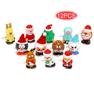 China Children Play Christmas Gift Decoration 12PCS Christmas Tree Santa Claus Snowman Reindeer Elk Plastic Cogs Toys for sale