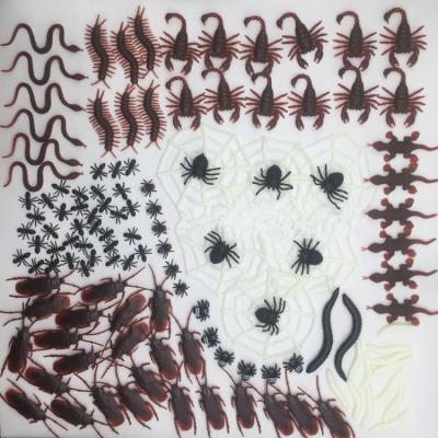 China Wholesale 128PCS Festival Toy Insects Set Wholesale 128PCS Rubber Funny Insect Toys Artificial Scorpion Prank Sticky Centipede Joke Scorpion for sale