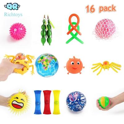 China Soft fidgety person sensory toys bundle (16 packs), sensory fidgety and squeeze gadget for relaxation therapy, relaxation fidgety person hand toys for sale