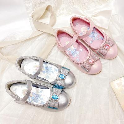 China Elegant Girl's Shoes New Model Deodorization Girls' Elsa Bow Crystal Rhinestone Princess Sweet Girls' Shoes for sale