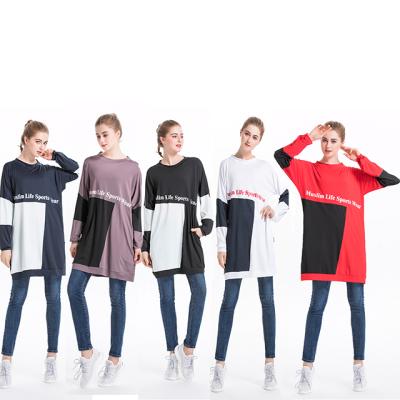 China New Middle Eastern Women's Breathable Muslim Arab Sportswear Leisure Color-blocking Round Neck Sports Sweater for sale