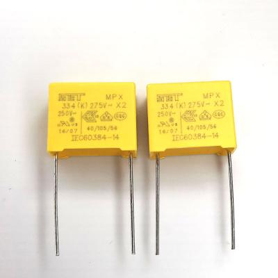 China Standard Shenzhen XYSJ Electronics 275V 330Nf 0.33UF 334K X2 22.5MM Safety Filter Capacitor for sale